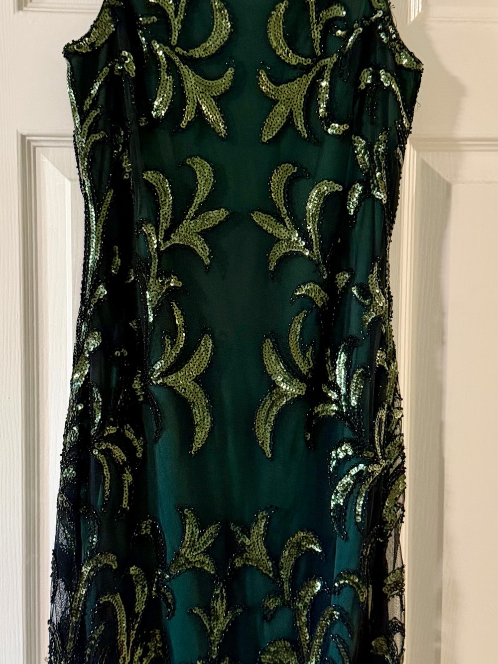 Emerald Green Sequin Embellished Evening Dress